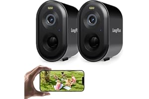 LongPlus 2K Security Cameras Wireless Outdoor,2 Pack Battery Wireless Security Camera with AI Motion Detection, WiFi Cameras for Home, Color Night Vision,2-Way Talk, Works with Alexa, Cloud/SD Storage