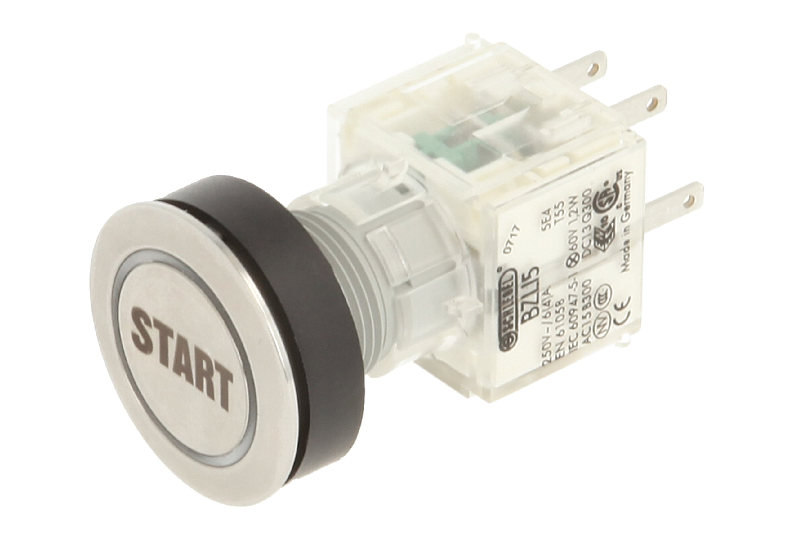 Club 23.000.914 Push Button Stainless Steel LED Lighting Labelling Symbol Start Illuminated Momentary Contact 1 N/O Contact, 24 V, White (Pack of 2)