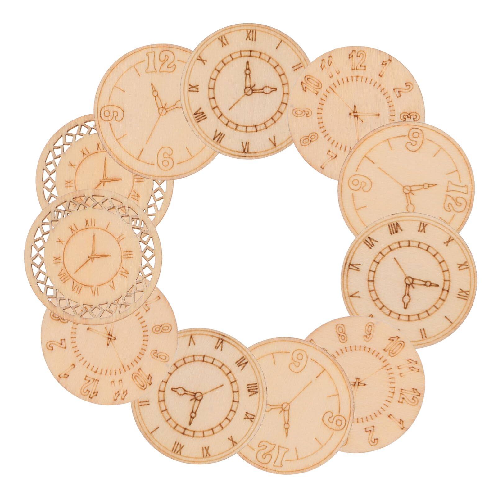 16pcs Wood Clock Cutouts, DIY Paintable Blank Wooden Pieces, Unfinished Wooden Clock Face for Kids Painting Art, Home Wall Craft Supplies, 1.77 Inch Round Wood Slices