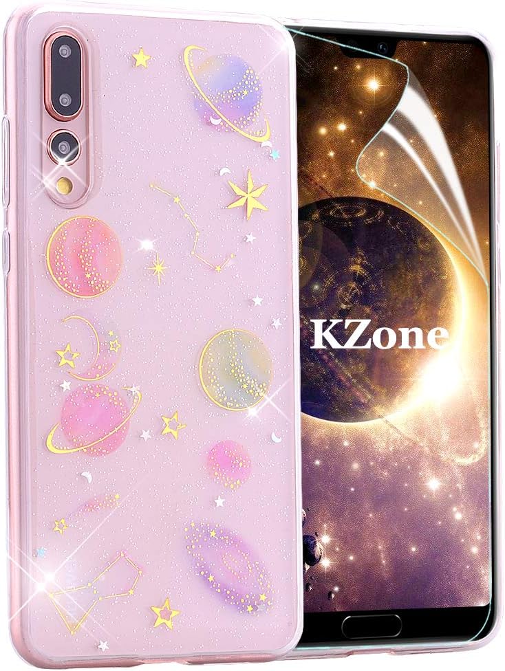 OKZone Compatible Huawei P20 Pro Case,[Star Sky Series] Bling Glitter Sparkle Star Design Soft TPU Skin Cover Anti-scratch Protective Shining Fashion Style Case for Huawei P20 Pro (Transparent)