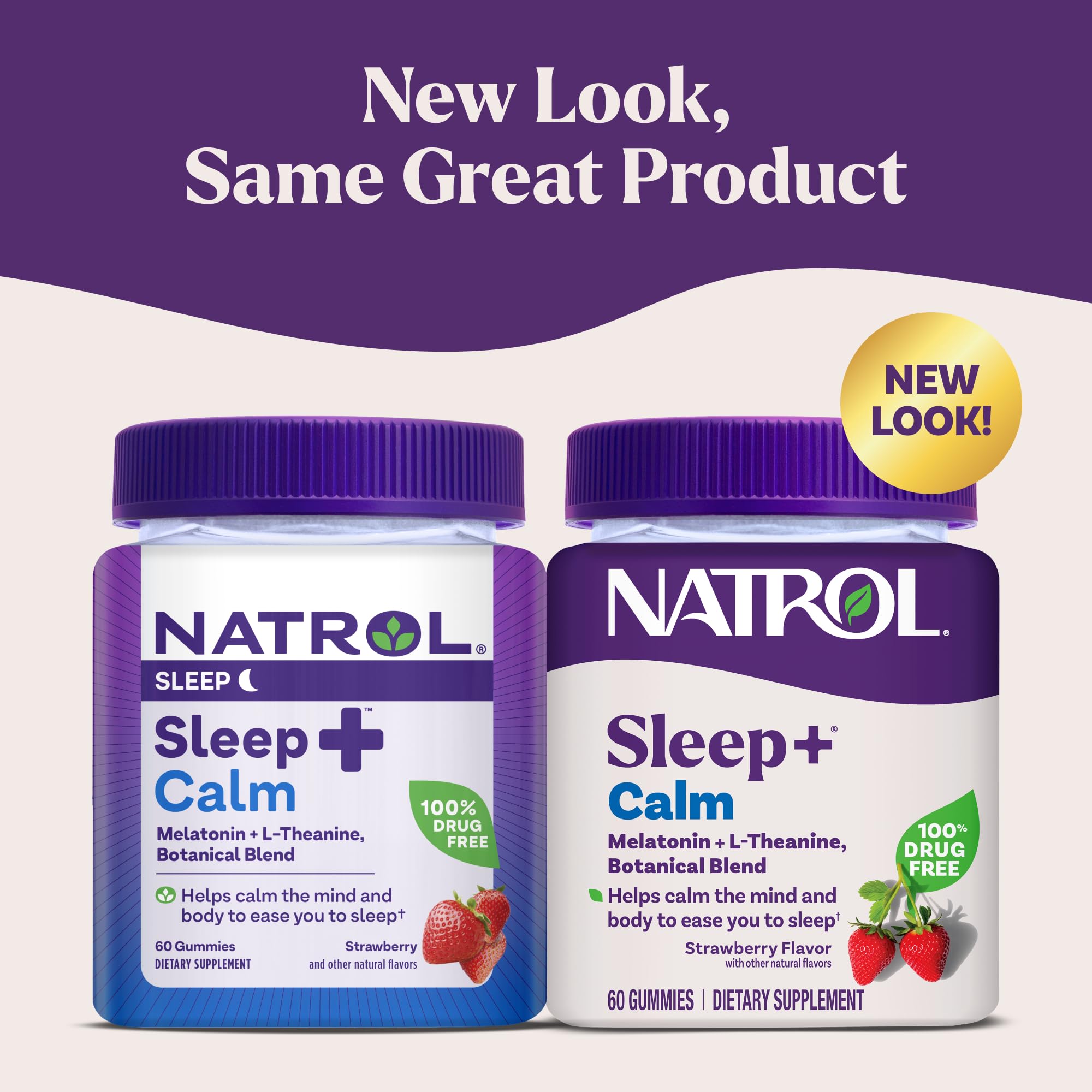 Natrol Sleep+ Calm Melatonin Gummies for Adults, Sleep Gummies, Strawberry Flavor, 60 Gummies, 30 Day Supply