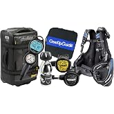 Cressi Travelight 15 LBS Scuba Diving Package Carry On Reg Dive Computer GupG Reg Bag and Kraken Dive Torch