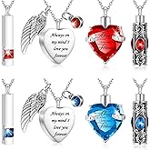 Fumete 8 Pieces Urn Necklace for Ashes Cremation Jewelry Ashes of Loved Ones Keepsake Urns Pendant Necklace for Women Men(Light Blue, Red)