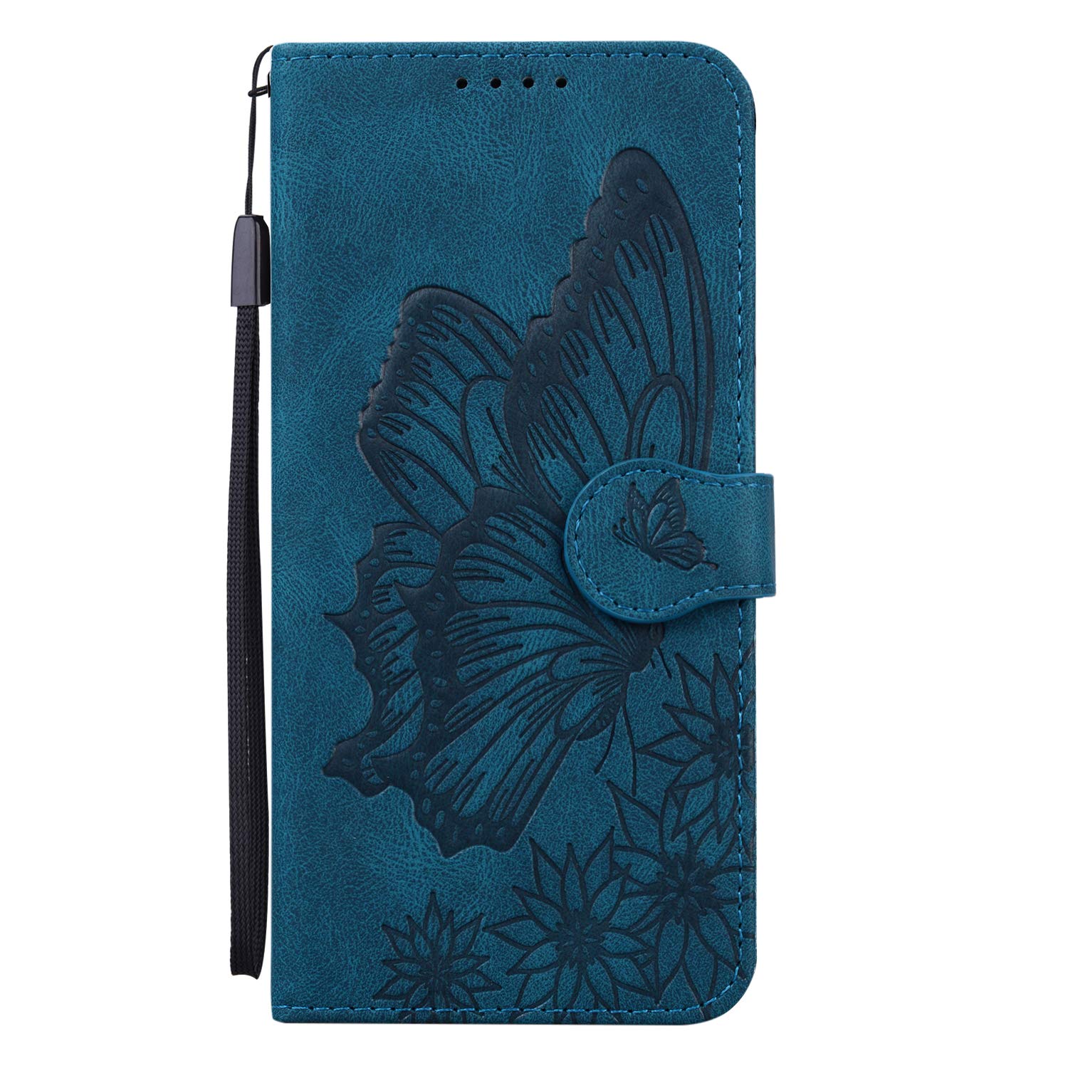 Nodigo for Samsung Galaxy A52 4G 5G Wallet Case for Girls Men Pretty Silicone Leather with Stand Card Slot Kickstand Shockproof Butterfly Pattern Design Cute Cover Cases - Blue