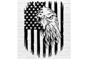 BENZISO American Eagle Metal Wall Art American Flag Wall Decor Eagle Wall Signs Fourth of July Independence Day Decorations Metal Wall Decor For Home Office Living Room Indoor Outdoor ( Black 11.2 x 16.6 In )