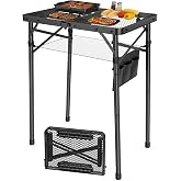WildFinder Folding Grill Table, 2x1.3 FT Portable Camping Table, Foldable | 3 Adjustable Height Max 27.5" Grill Tables for Outside with Mesh Bag, Outdoor table for Camping, Picnic, BBQ, Beach, Patio