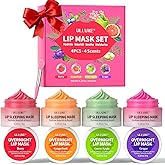 Lip Sleeping Mask Set, Overnight Lip Mask with Shea Butter, Vitamin C, Hyaluronic Acid for Nourishing and Hydrating, Lip Balm Smooth Flaky &amp; Dry Lips, Moisturizing Lip Butter, Gift for Women