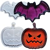 2 Set of Bat Pumpkin Tray Storage Resin Mold Molds Epoxy Resin Pumpkin Bat Shaped Halloween Tray for Fruit Candy Jewelry Cup Holder Container, DIY Making Decor Art Crafts