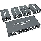 PW-HTS0104IR(POC) HDMI Splitter Extender 1X4 Port Over Cat5e/Cat6 Ethernet Cable With IR Remote Control No delay Up to 60m(196ft) and Resolution Up to 1080P@60Hz(1 In 4 Out)