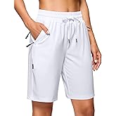 SANTINY Women's 7''/ 9'' Hiking Shorts with 3 Zipper Pockets Lightweight Quick Dry Long Athletic Golf Shorts for Women Casual