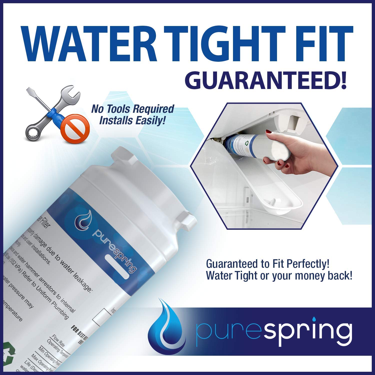 PureSpring Replacement Refrigerator Water Filter, Compatible with
