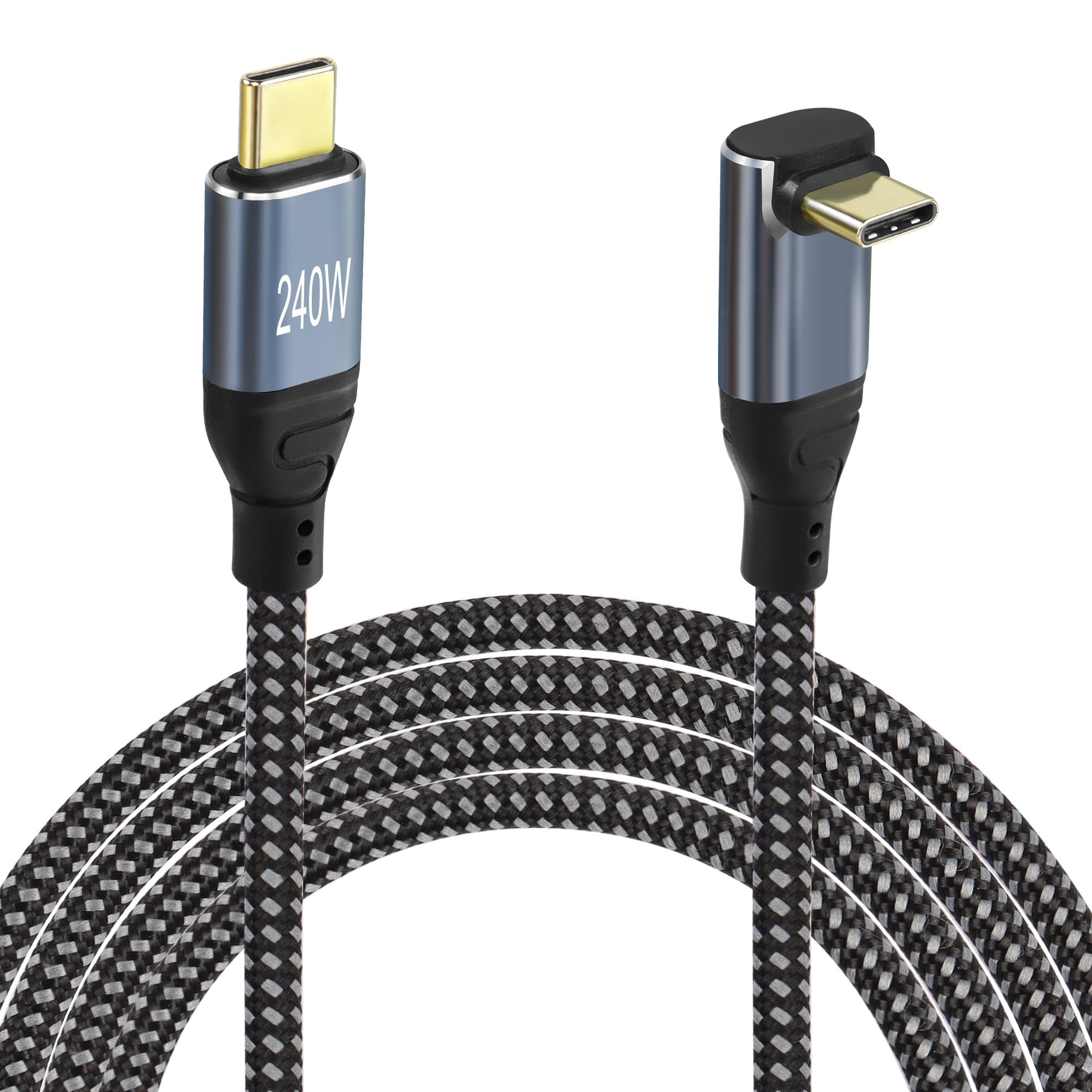 GELRHONR USB C Cable 240W, Right Angle Type C Charger Cable PD3.1 240W (48V5A) Fast Charging,Nylon Braided,for S21 S20 S10 S9 S8 A21s A51 A71,Laptop,Tablet USB-C Devices,etc (90Degree USB C 1M)