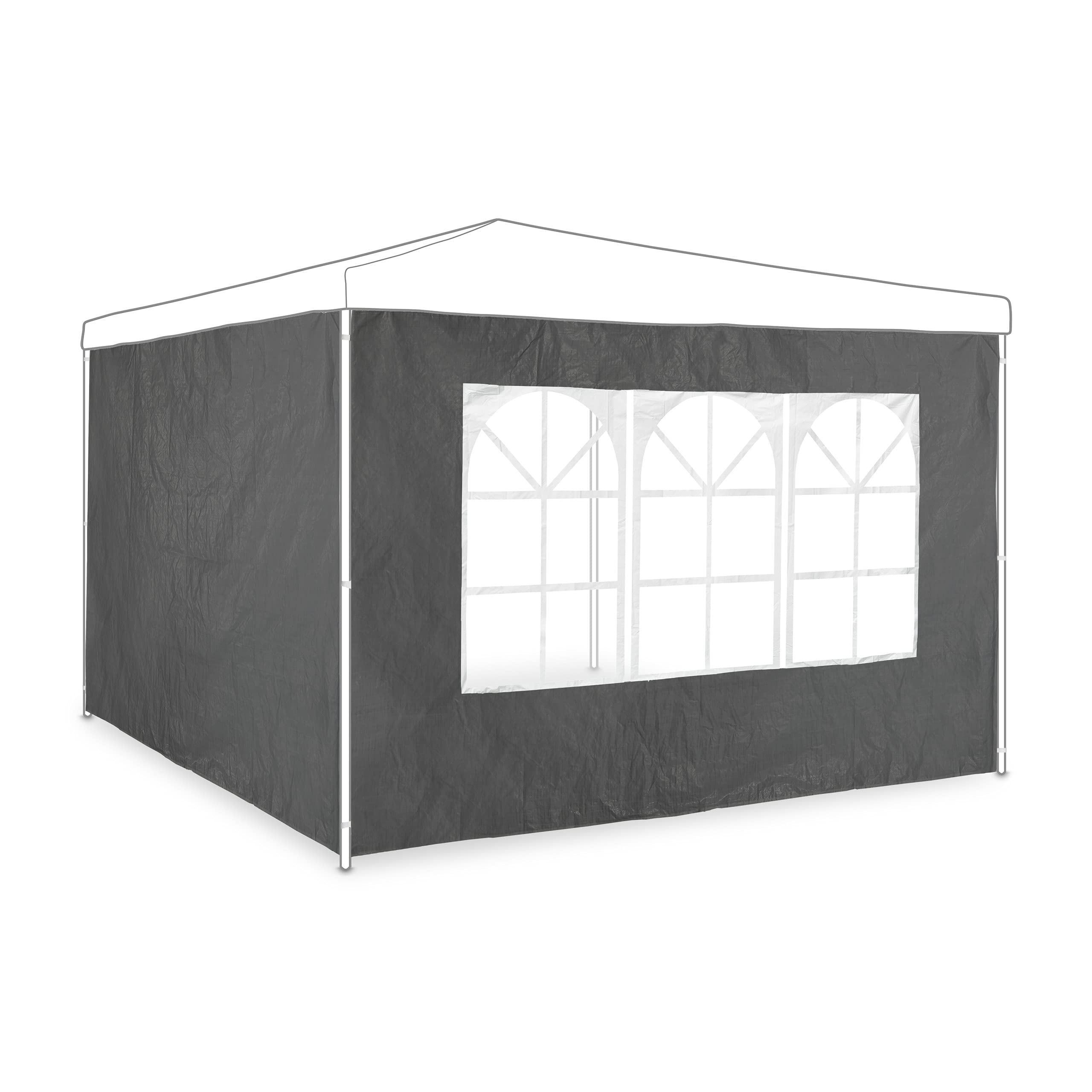 Relaxdays Side Wall Set of 2 H x W 2 x 3 m Gazebo Wall with Window, Waterproof, Side Panels for Gazebos, Grey