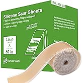 MarvellHealth Silicone Scar Sheets 1.6”x 60”, Medical Grade Silicone Scar Tape, Reusable, Away Scar Treatment, Scar Removal Strips for Keloid, C-Section, Surgery, Burn, Acne