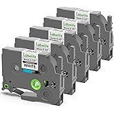 Labelife TZe-221 TZe221 Replacement for Brother P Touch Label Maker Tape 9mm TZe TZ Tape 9mm 0.35 Laminated White for Brother PT-D210 PT-D220 PT-D200 PT-H110 PT-D400 PT-D410, 3/8 Inch, 5-Pack