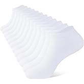 Mens Athletic Ankle Socks, Cushioned Running Socks, Low Cut Moisture Wicking Short Cotton Socks 6 Pairs