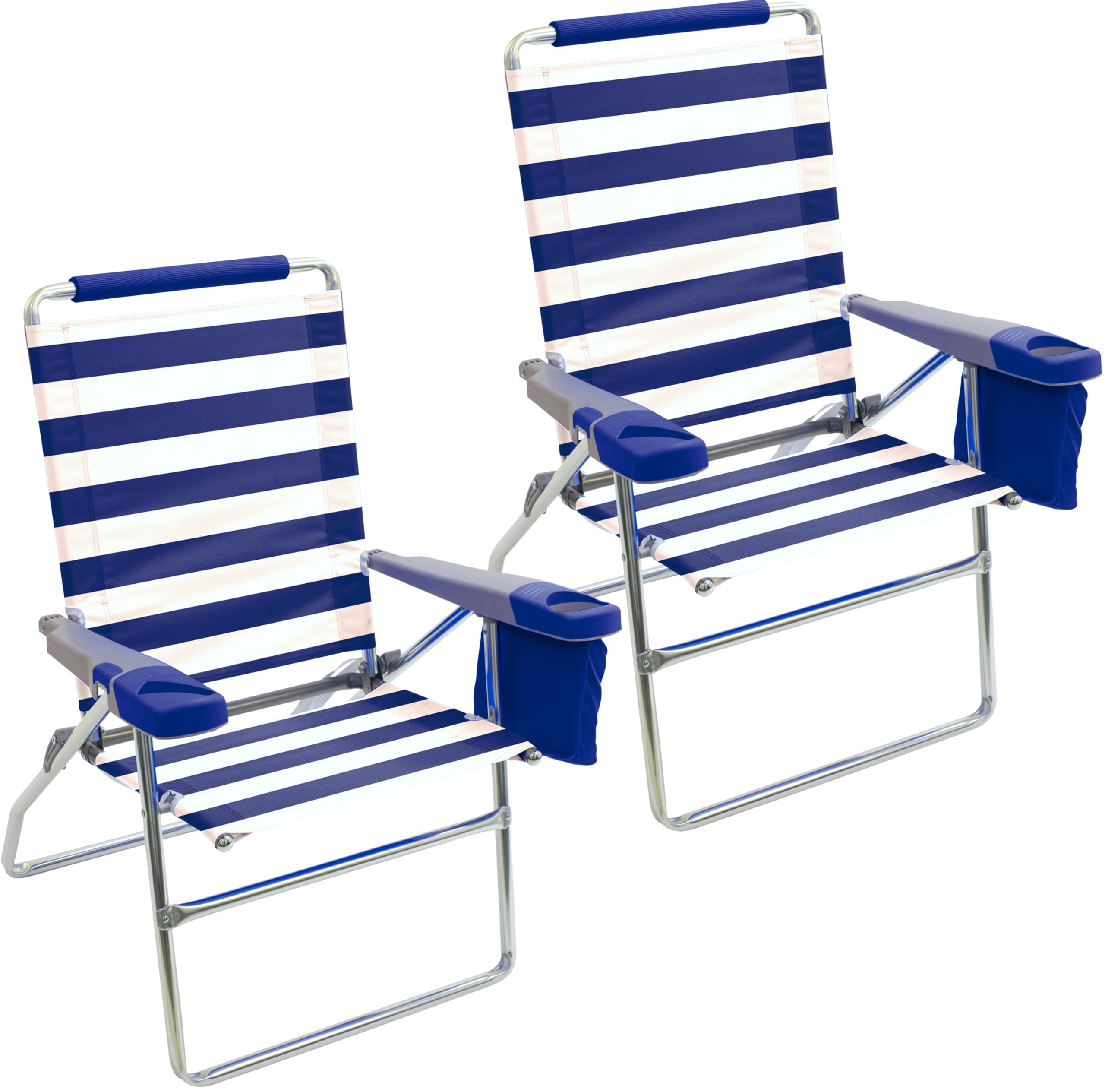 Rio Beach 2-Pack 17" Extended Height 4-Position Folding Beach Chair, Bright Blue Image