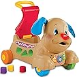 Fisher-Price Baby & Toddler Toy Laugh & Learn Stride-to-Ride Puppy Walker & Ride-On with Music Lights & Blocks for Infants Ages 9+ Months