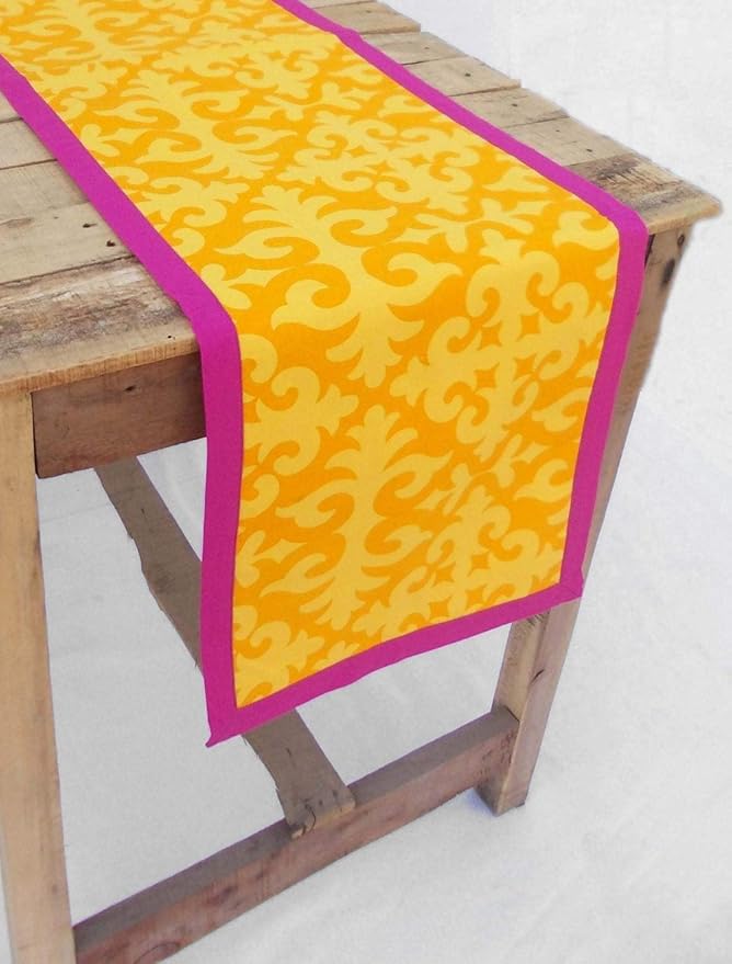 Vliving Yellow, Table Runner, Moroccan Runner, Bohemian Décor (14X84