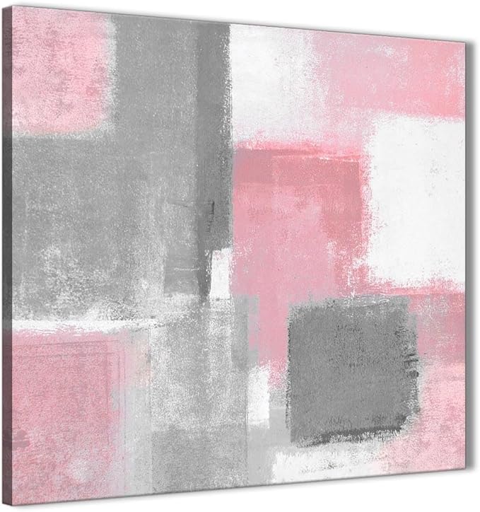 Wallfillers Blush Pink Grey Painting Living Room Canvas Wall Art