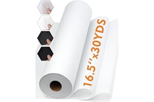 PLANTIONAL Medium Weight White Iron-On Non-Woven Fusible Interfacing: 16.5" x 30yds Medium Weight Non-Woven Interfacing Iron On Polyester Single-Sided Interfacing for DIY Crafts Supplies