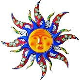wotieuns Sun Metal Wall Art Outdoor Decor 19Inch Sun Wall Decor Suitable for Living Room Bedroom Porch Patio Fence Garden Decor