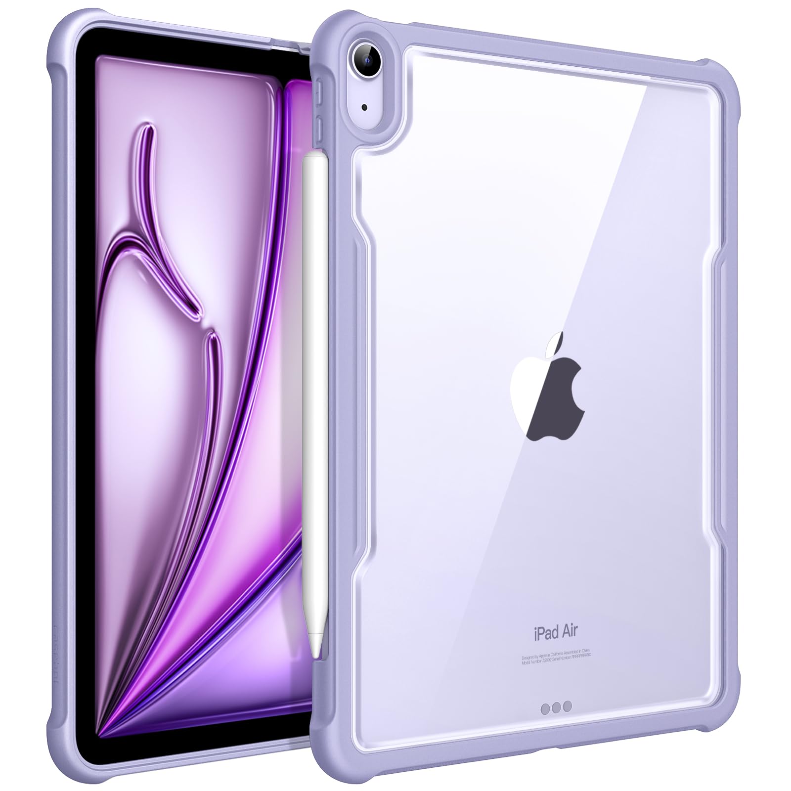 FINTIE Hybrid Case Compatible with iPad Air 5th Generation (2022) / iPad Air 4th Generation (2020) 10.9 Inch - Slim Clear Back Cover with Shockproof TPU Bumper, Lilac Purple