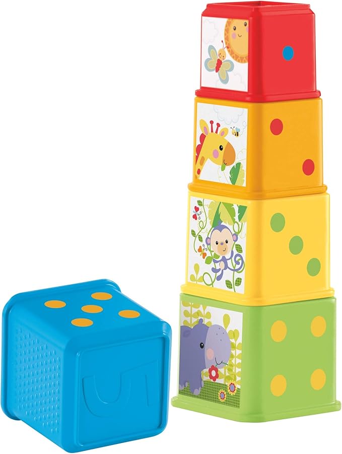 FisherPrice Stack and Explore Blocks, Baby stacking Toy with Different