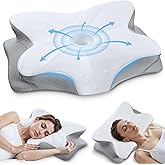 Cervical Neck Pillow for Sleeping, Ergonomic Contour Side Sleeper Pillows for Adults, Cooling Orthopedic Pillow for Pain Relief Support, Memory Foam Pillows Back Stomach Sleepers