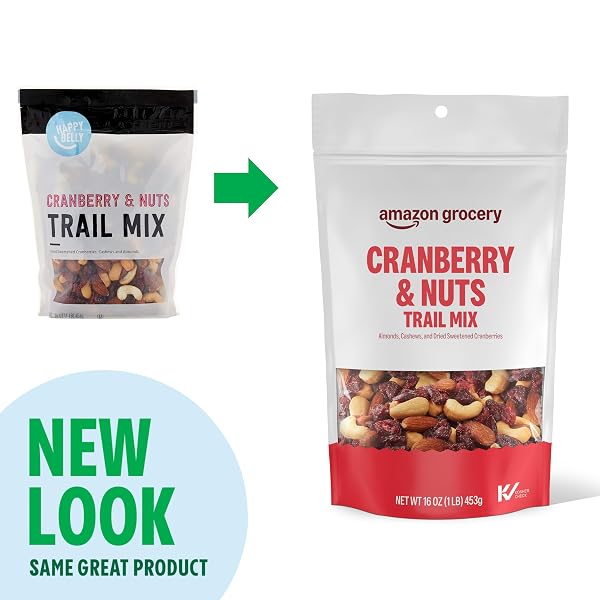 AMAZON GROCERY, CRANBERRY & NUTS, TRAIL MIX, 16 OZ (PREVIOUSLY HAPPY BELLY, PACKAGING MAY VARY)