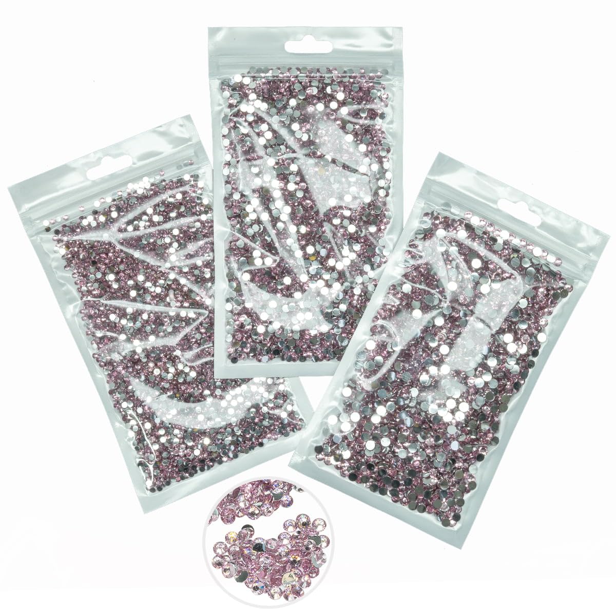 Photo 1 of 16000PCS Light Pink Crystal Resin Rhinestones for Crafting 3mm 4mm 5mm Flatback Stones Non-Hotfix Diamonds Crystals Gems Charms for Nails Face Eyes Makeup Tumblers Bottles DIY Crafts Clothes Sheos