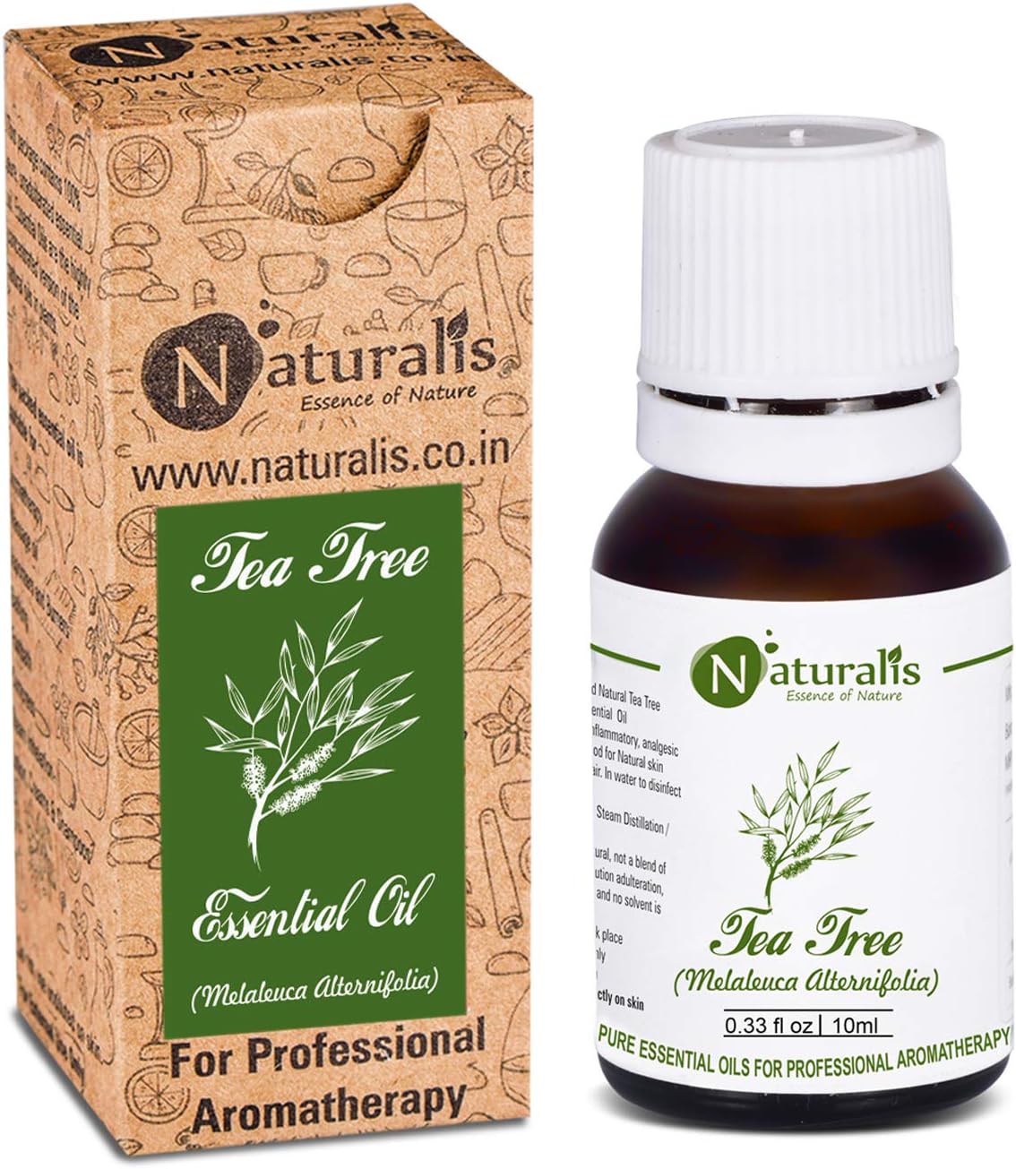 Naturalis Essence of Nature Tea Tree Essential Oil, for Acne, Pimples, Scars, Skin, Face, Hair care & Anti-Dandruff - 10ml