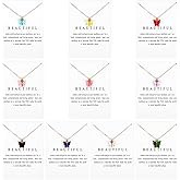 Andibro 10 Pcs Colorful Butterfly Pendant Necklace Set for Women, Bohemian Chain Adjustable Retro Card Clavicle Chain Jewelry Gift