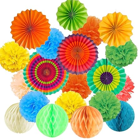 Buygoo 21pz Fiori Di Carta Crespa Ventilatori Di Carta Decorazione Pompons E Palle A Nido Dape Per Decorazione Della Festa Nuziale Nozze Nidi Nuziale