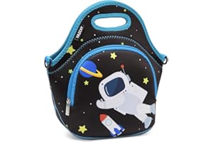 VASCHY Lunch Bag for Boys, Insulated Neoprene Lightweight Lunch Box Bag for Children School Daycare Kindergarten Astronaut