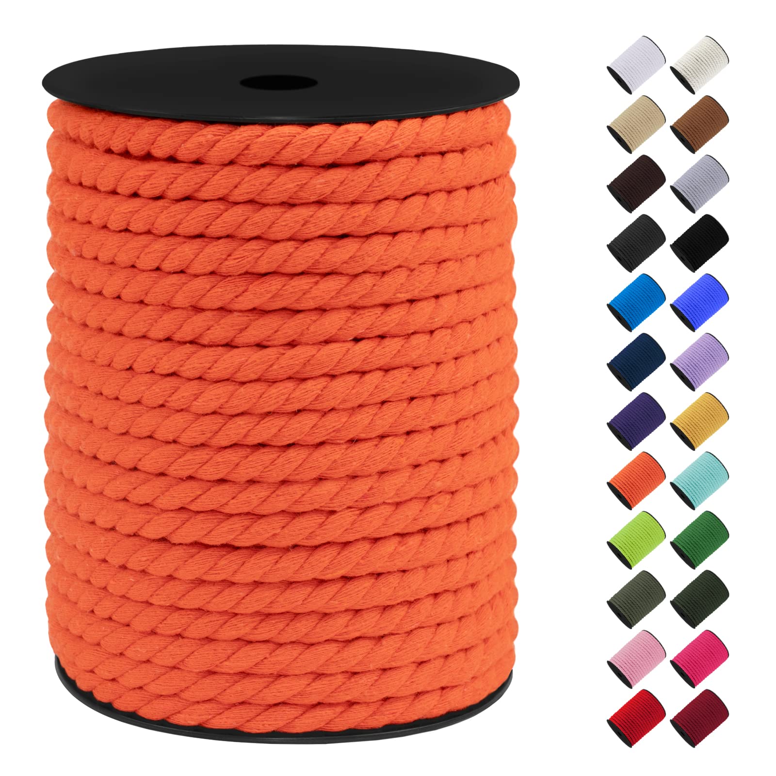 LEREATI 8mm Macrame Cord, 131 Feet Thick Macrame Rope Yarn Natural Cotton Cord Macrame String, Soft Craft Rope for Wall Hanging, Plant Hangers, Garden, DIY Crafting Decoration (Orange)