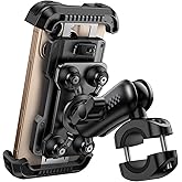 Aomiker Motorcycle Phone Mount Holder - [Metal Extension Arm] [Dual Vibration Dampener] Motorcycle Cell Phone Mount, Bike Phone Handlebar Clamp for iPhone 16 15 14 13 Pro Max Plus, 4.7-6.7" Smartphone