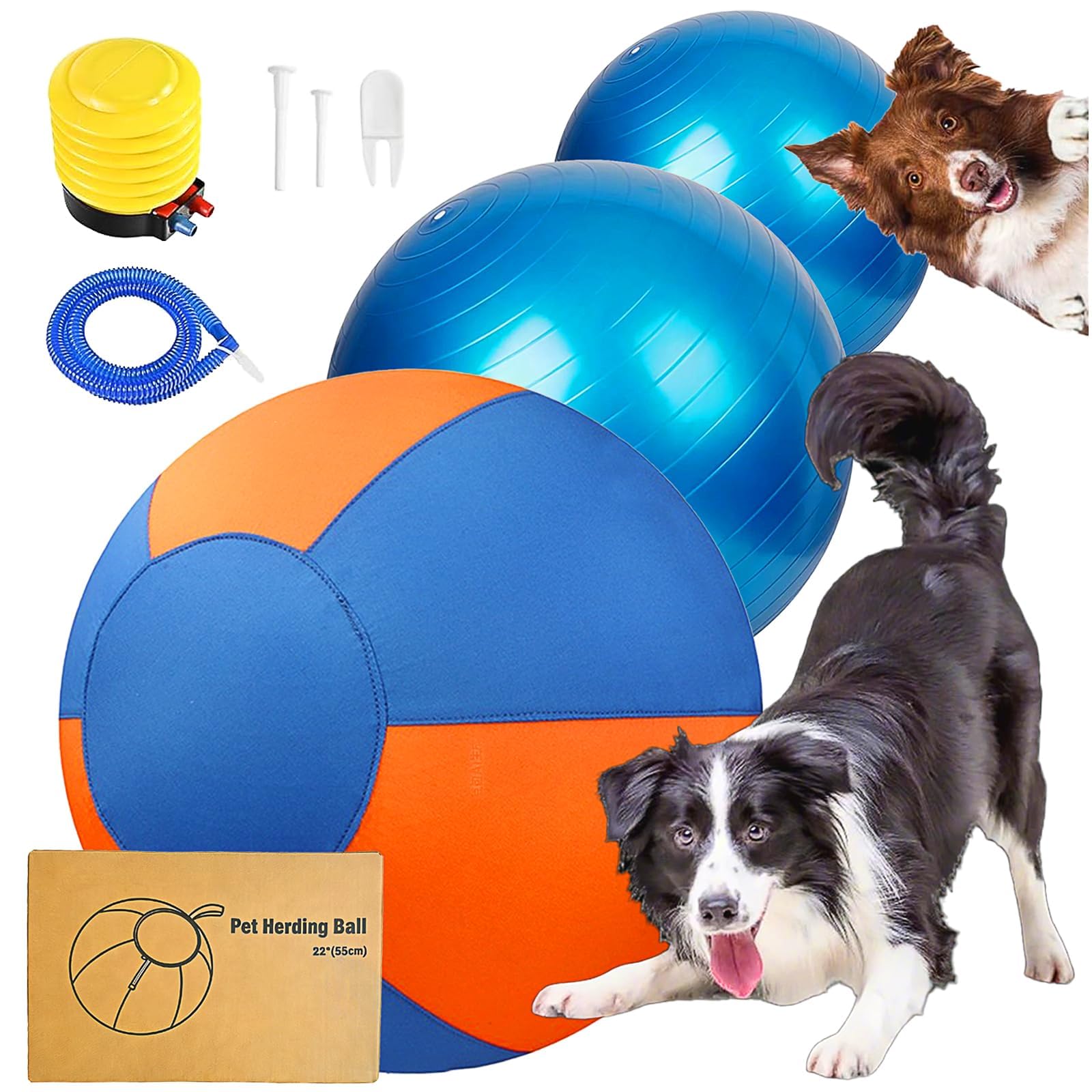 Photo 1 of **UNTESTED**
VORLHQ 18" Herding Ball for Dogs with 2Inner Bladders Tear Resistant Dog Toy Balls for Australian Shepherds Border Collies Indoor Outdoor Agility Training Medium Large Breeds
