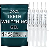 Teeth Whitening Gel for Trays – Pro Strength 44% Carbamide Peroxide, 5 Syringes (50 Uses) + 2 Trays, Enamel Safe Teeth Whitener, Removes Coffee, Wine & Tobacco Stains, at-Home Pro Whitening Kit
