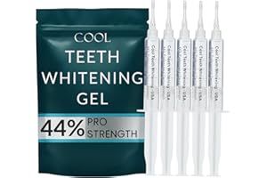 COOL TEETH WHITENING Teeth Whitening Gel for Trays – Pro Strength 44% Carbamide Peroxide, 5 Syringes (50 Uses) + 2 Trays, Enamel Safe Teeth Whitener, Removes Coffee, Wine & Tobacco Stains, at-Home Pro Whitening Kit