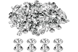 uxcell 60 Sets Rhinestone Rivets, 6mm Leather Rivets Crystal Rivets Stud Rapid Double Cap Rivets for DIY Leather Craft Fabric