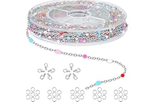 ZYEHXED Stainless Steel Enamel Chain for Jewelry Making, Oil Drip Rainbow Jewelry Chains for DIY Necklace Bracelet Craft Jewelry Making Supplies with Stainless Steel Jump Rings Lobster Clasps Connectors