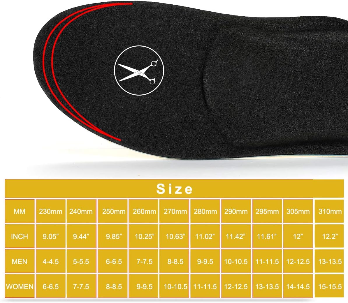 Walkomfy Full Length Orthotic Inserts Arch Support Insole, Insert for Flat Feet,Plantar Fasciitis,Feet Pain,Insoles for Men & Women (Mens 6-6 1/2 | Womens 8-8 1/2): Health & Personal Care