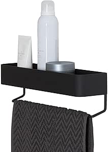 Sealskin Brix Bandeja de pared con toallero 35 cm Negro