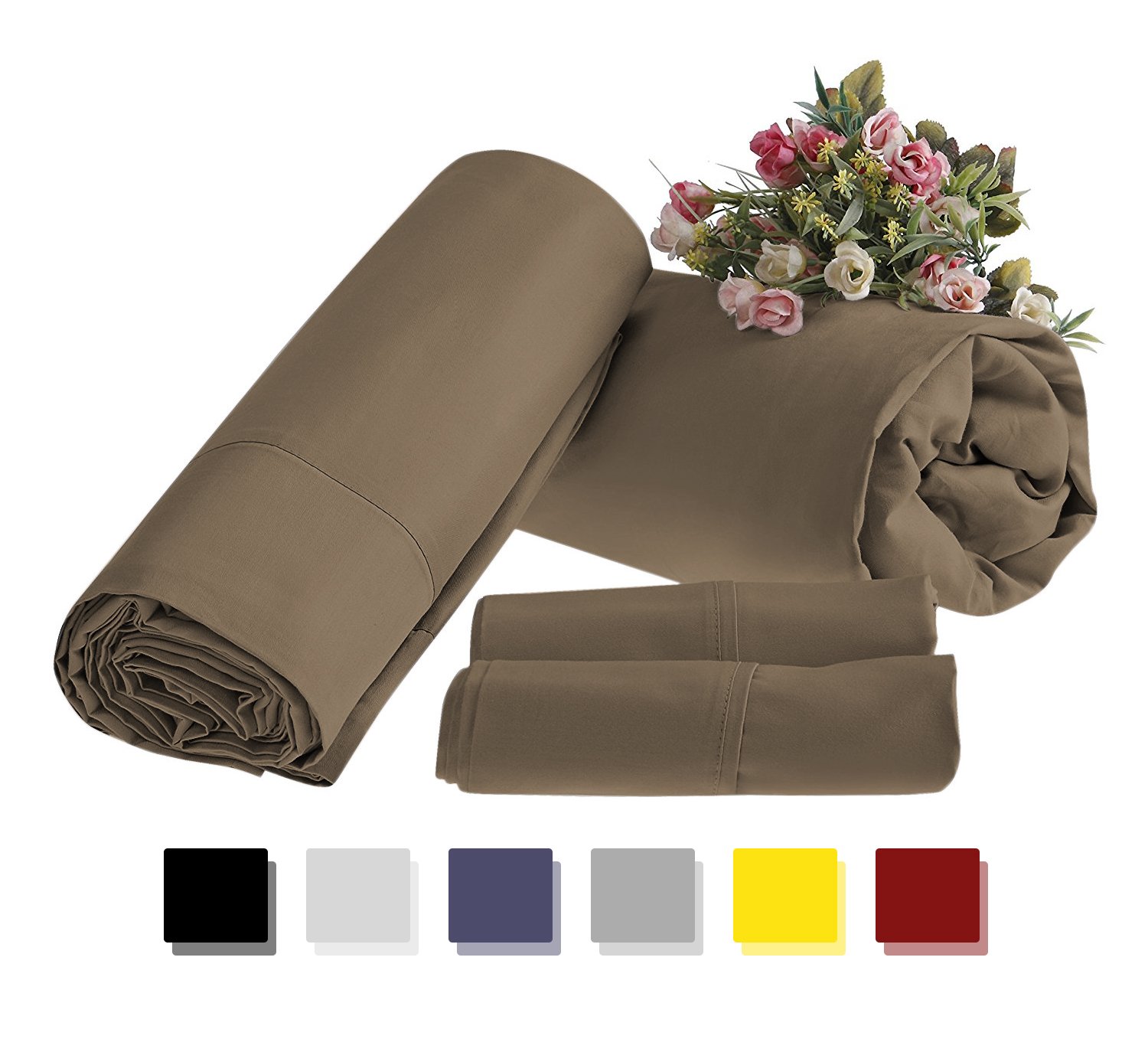 激安特価 メイフェアリネンベッドシートセット1800 Supremeコレクションベッドスプレッド100 起毛マイクロファイバー深いポケットプレミアム品質寝具セットホワイトクイーン クイーン ベージュ Mf 1800 Q0 Taupe B078yqnf8t クイーン トープ単色 トープ単色 クイーン