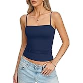 EasyGala Womens Double Lined Camisole Square Neck Spaghetti Strap Tank Top Sexy Backless Shirt Fitted Y2K Going Out Top