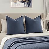 MIULEE Euro Sham Pillow Covers for Bed 26x26, 2 Pack Navy Blue Thick & Textured Decorative Throw Pillow Covers, Neutral Linen Cushion Cases, Modern Farmhouse Home Decor, No Filling