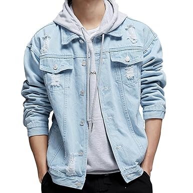 light wash denim jacket ripped