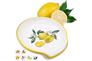 WOOBUD Lemon Kitchen Decor - Lemon Spoon Rest, Lemon Decor and Accessories Farmhouse Decorations for Kitchen, 5'' Ceramic Large Spoon Rest for Stove Top Utensil Holder Counter - Lemon July 4th Gifts