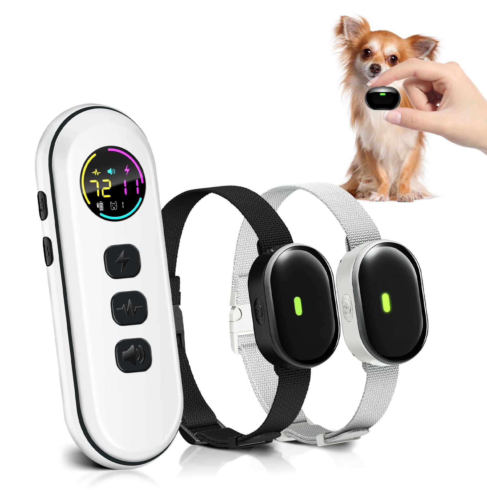 Photo 1 of 2025 Upgraded Ultra-Small Shock Collar for 2 Dogs, Ultra-Light & Thin Shock Collar for Small Dogs 5-15lbs, Ultra-Modern Design, Beep, Vibration and Shock with Safety Lock, IPX7 Waterproof, WhiteBlack